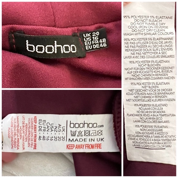 Boohoo plus double layer midi dress in burgundy women’s size 16 - Picture 3 of 3